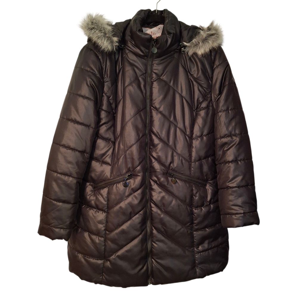 Elegant Black Puffer Fall Winter Jacket with Faux Fur Trim Atlas for Women